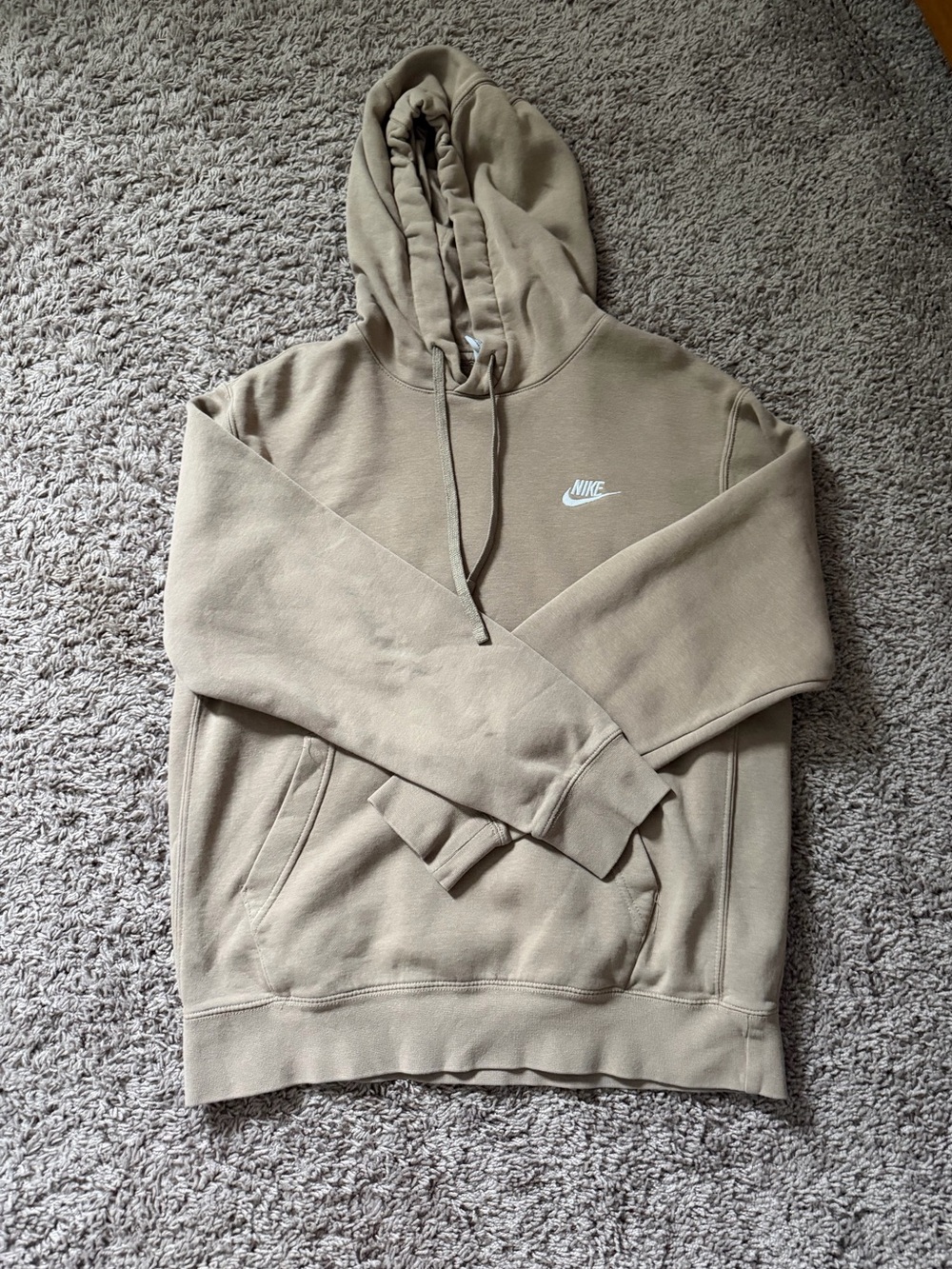 Nike Beige Pullover Hoodie with White Swoosh
